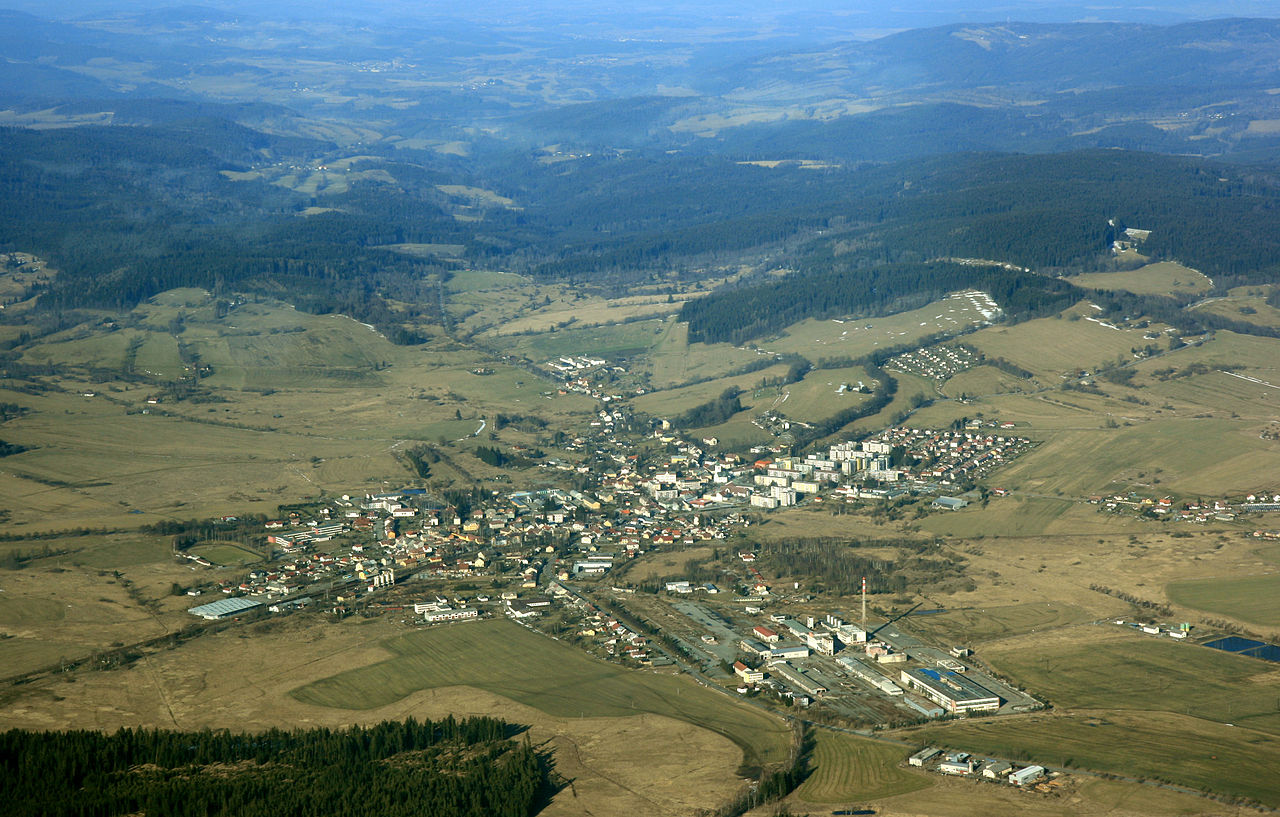 Letecký pohled na Volary